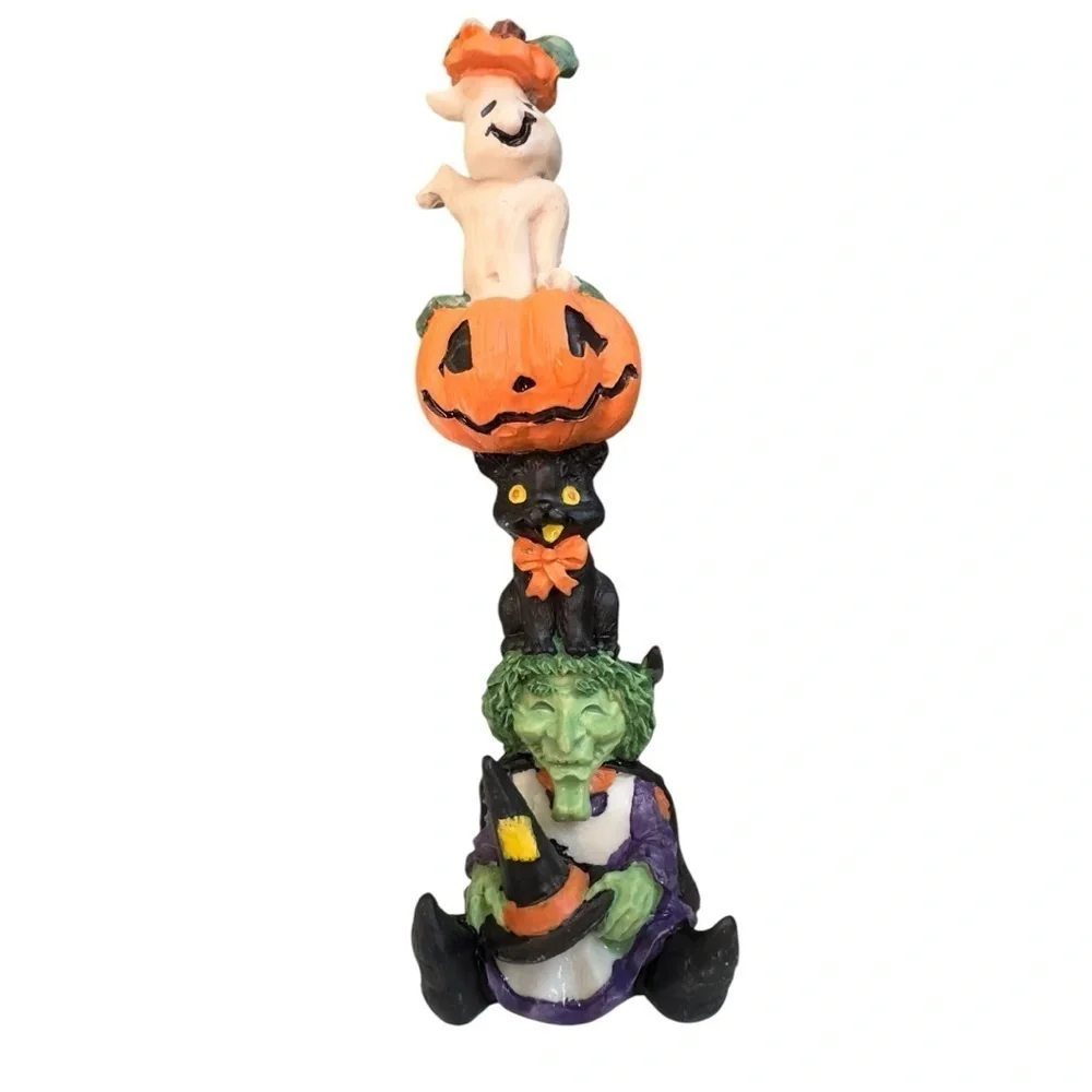 Vintage Halloween Figurine Trio with Pumpkins